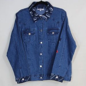Back in the Saddle Women's Button Down Blue Jean Jacket Size Large NWT